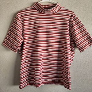Dockers Red and White Striped Top Womens Xl